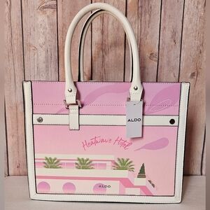 ALDO Pink Tote Bag Includes Crossbody Guitar Strap NWT